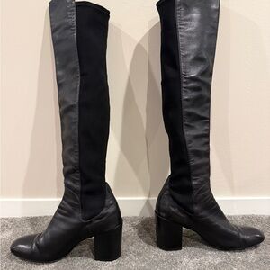 Stuart Weitzman 5050 Black Over-the-Knee Block Heel Boots